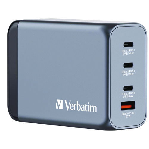 240 W 4-Port GaN Wall Charger, Black/Gray