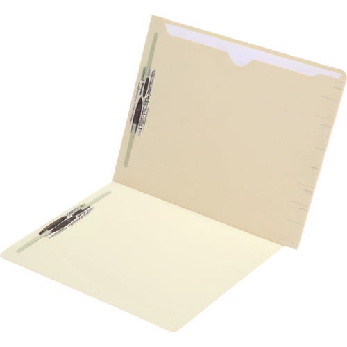 Confidential End-Tab Folder with Full Back Pocket, 2 Fasteners, Letter Size, Manila Exterior, 50/Box
