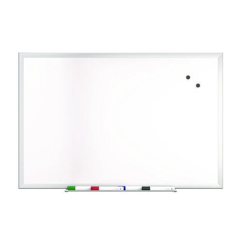Magnetic Steel Dry Erase Board, 24" x 36", White Surface, Gray/Natural Aluminum Frame