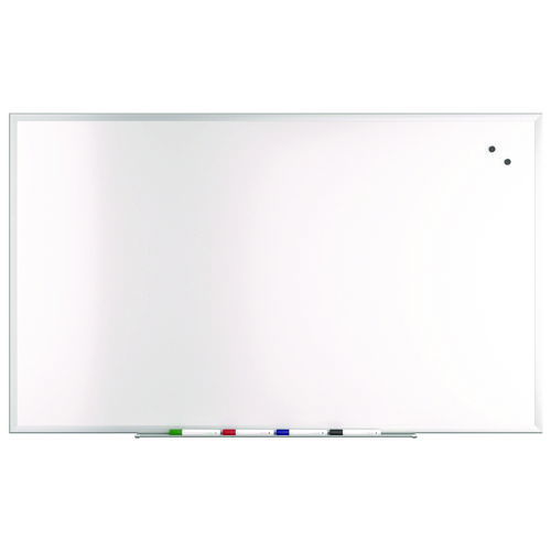 Magnetic Steel Dry Erase Board, 36" x 60", White Surface, Gray/Natural Aluminum Frame