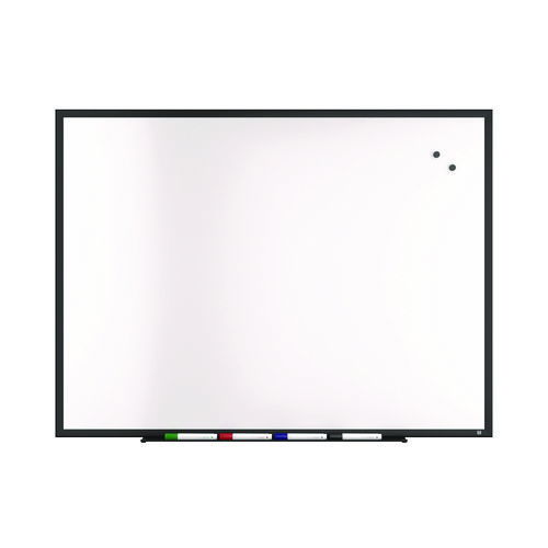 Magnetic Steel Dry Erase Board, 36" x 48", White Surface, Black Aluminum Frame