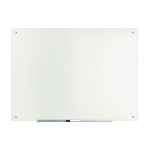Tempered Glass Dry Erase Board, 48" x 36", White Surface