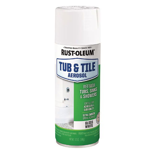 Specialty Tub and Tile Spray, Gloss White, 12 oz Aerosol Can, 6/Carton