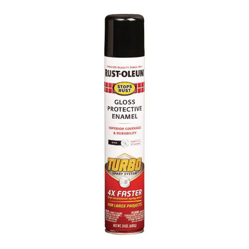 Stops Rust Turbo Spray, Gloss Black, 24 oz Aerosol Can, 6/Carton