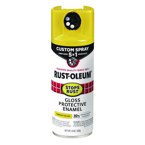 Stops Rust 5-in-1 Spray Paint, Gloss Sunburst Yellow, 12 oz Aerosol Can