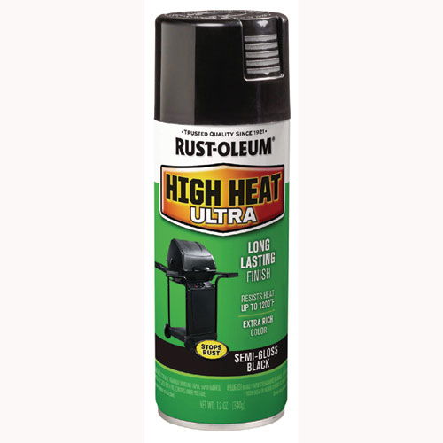 High Heat Enamel Spray Paint, Semi-Gloss Black, 12 oz Aerosol Can