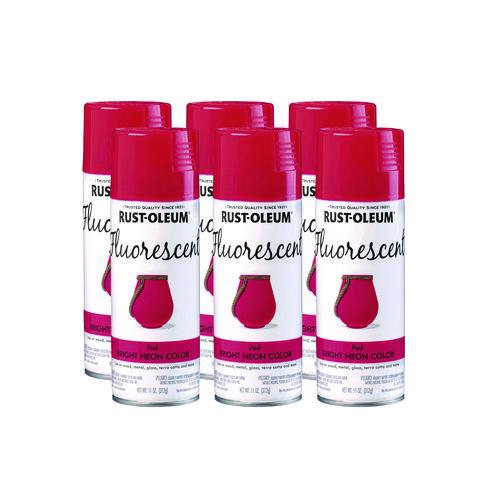 Specialty Fluorescent Spray Paint, Flat Fluorescent Pink, 11 oz Aerosol Can, 6/Carton
