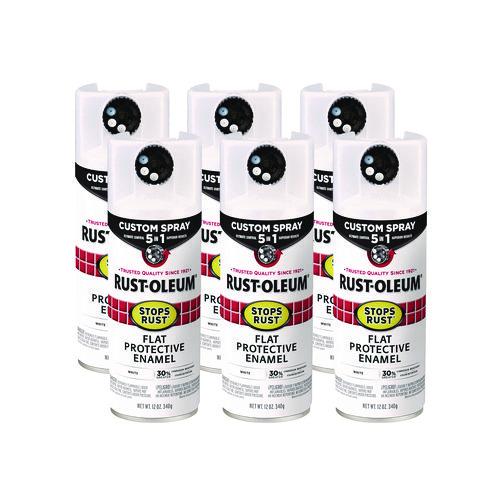 Stops Rust 5-in-1 Spray Paint, Flat White, 12 oz Aerosol Can, 6/Carton