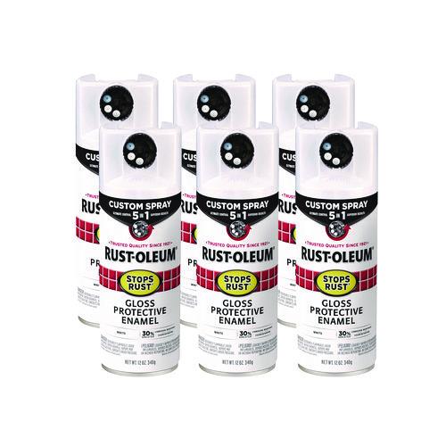 Stops Rust 5-in-1 Spray Paint, Gloss White, 12 oz Aerosol Can, 6/Carton