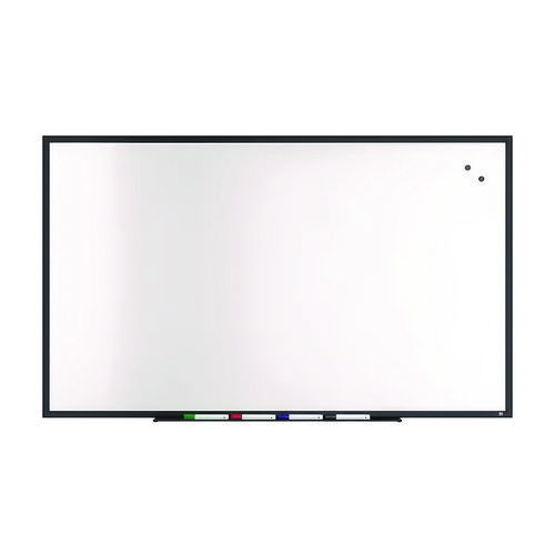Magnetic Steel Dry Erase Board, 36" x 60", White Surface, Black Aluminum Frame