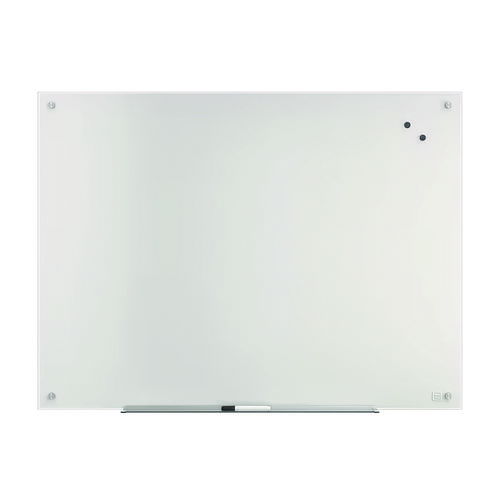 Magnetic Tempered Glass Dry Erase Board, 48" x 36", White Surface