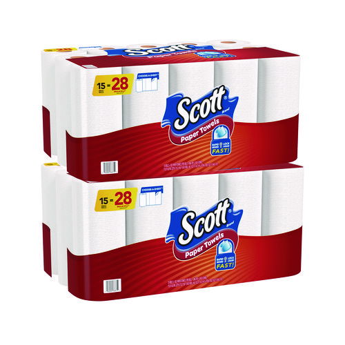 Choose-A-Sheet Mega Kitchen Roll Paper Towels, 1-Ply, 7.31 x 11, White, 100 Sheets/Roll, 15 Rolls/Pack, 2 Packs/Carton