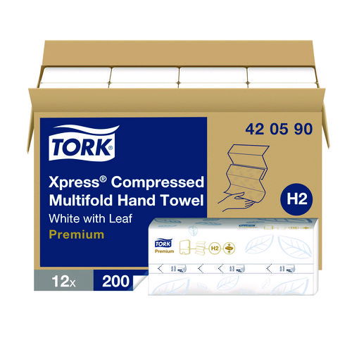 Xpress Compressed Multifold Hand Towels, 1-Ply, 8.3 x 9.45, White, 200/Pack, 12 Packs/Carton