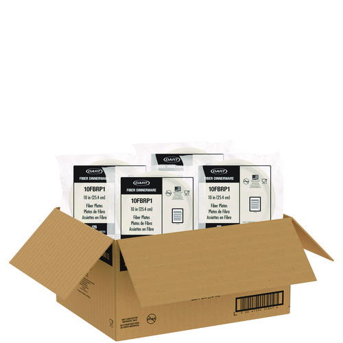 Compostable Molded Fiber Dinnerware, ProPlanet Seal, Plate, 10.2" dia, Natural, 500/Carton