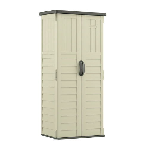 Vertical Storage Shed, 22 cu ft, 2 ft 8.25" x 2 ft 1.5" x 6 ft, Vanilla/Stoney