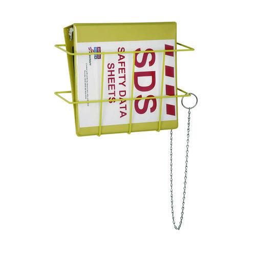 7510016236239, SKILCRAFT Global Harmonized System Safety Data Sheet Organizer Kit w/Wire Wall-Mount Rack/Binder, Yellow/Red
