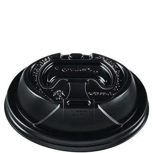 Optima Reclosable Lids for Hot Paper Cups, Fits 12 oz to 24 oz Hot Cups, Plastic, Black, 1,200/Carton