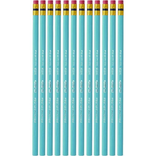 Col-Erase Pencil with Eraser, 0.7 mm, 2B, Non-Photo Blue Lead, Non-Photo Blue Barrel, Dozen