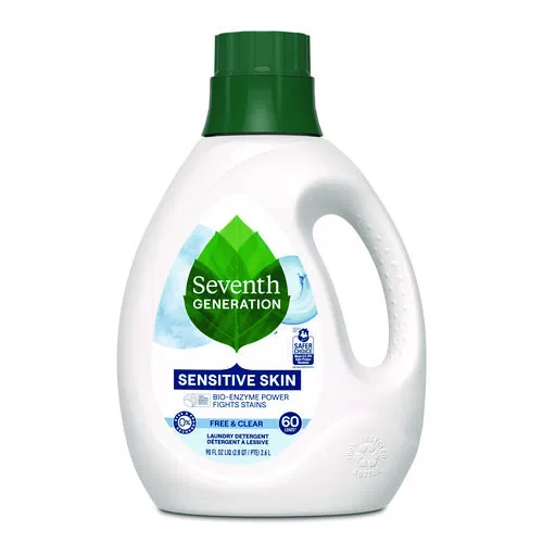 Natural Liquid Laundry Detergent, Sensitive Skin Free and Clear, 90 oz Bottle, 4/Carton