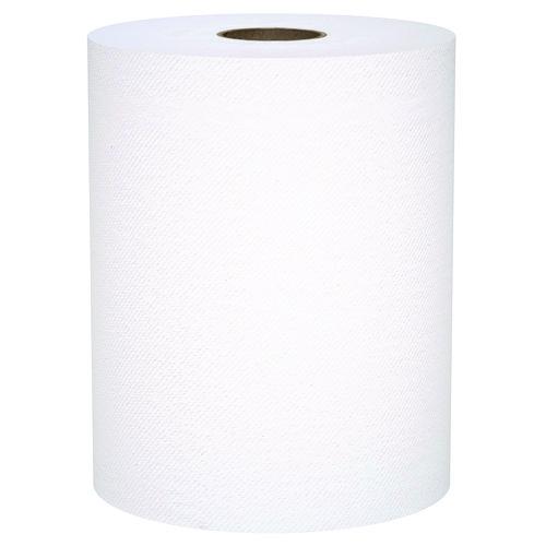 Universal 100% Recycled Fiber Hard Roll Paper Towels, 1-Ply, 8" x 800 ft, White, 6 Rolls/Carton