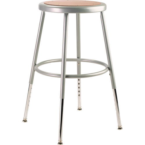 6200 Series Height Adjustable Heavy Duty Steel Stool, Backless, Supports 500lb, 19" to 27" Seat Height, Brown Seat, Gray Base