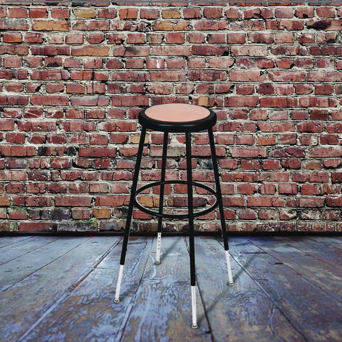 6200 Series Height Adjustable Heavy Duty Steel Stool, Backless, Supports 500lb, 31" to 39" Seat Height, Brown Seat,Black Base