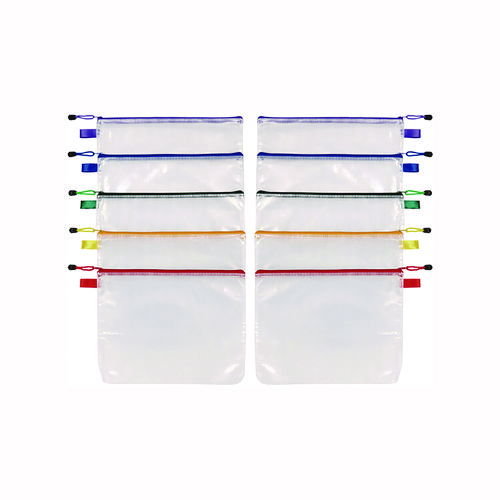 Poly Travel Pouch Set, 13.19" x 10.44", Assorted Colors, 10/Pack