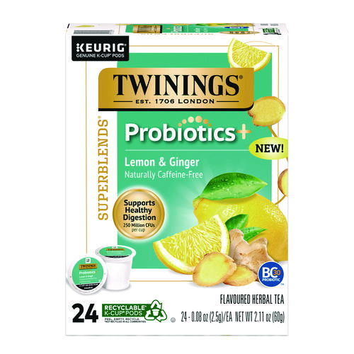 Probiotics+ Herbal Lemon and Ginger Tea, 24/Box