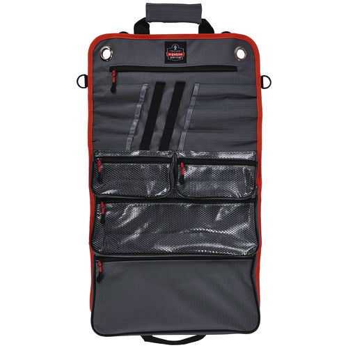 Arsenal 5874 Roll Up Tool Bag with Zipper Pockets, 5 Zippered Pockets, 7 Tool Slots, 1 x 27 x 16, Polyester, Gray