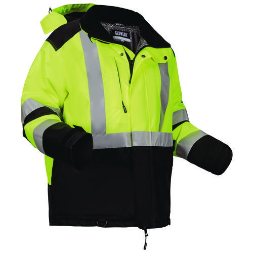 GloWear Class 3 Hi-Vis Winter Jacket with AmpliFIRE Heat Reflective Lining, Large, Lime