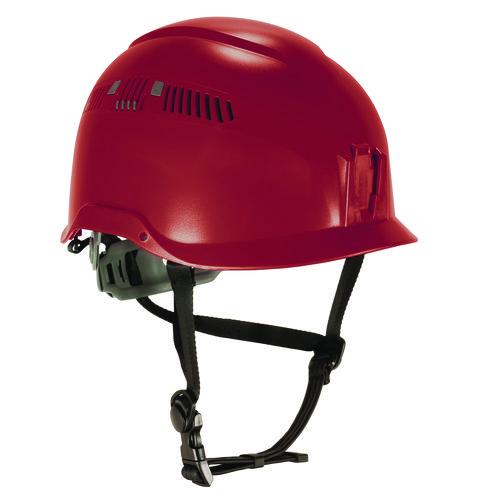 Skullerz 8977 Class C Safety Helmet with Adjustable Venting, 6-Point Ratchet Suspension, Red