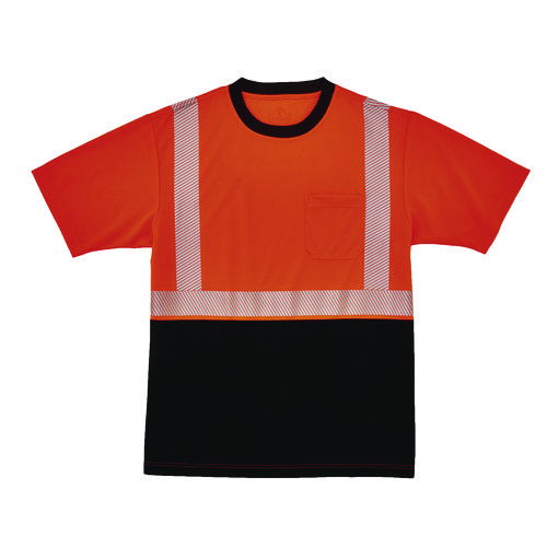 GloWear 8280BK Class 2 Performance T-Shirt with Black Bottom, 4X-Large Long, Orange