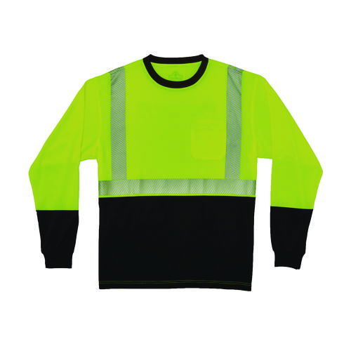 GloWear 8281BK Class 2 Long Sleeve Shirt with Black Bottom, 5X-Large Long, Lime