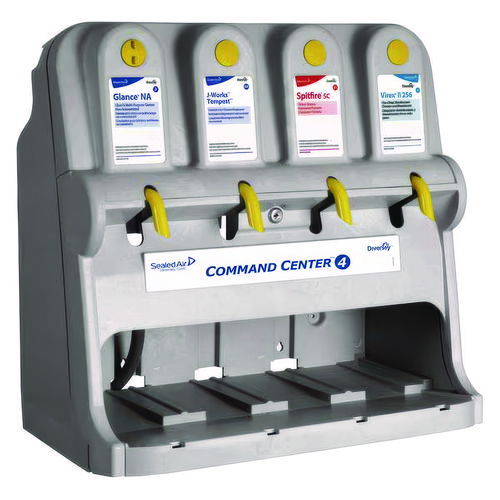 Command Center Dispensing System, 4 Button Air Gap Eductors, 27.5 x 17 x 27.5, Gray