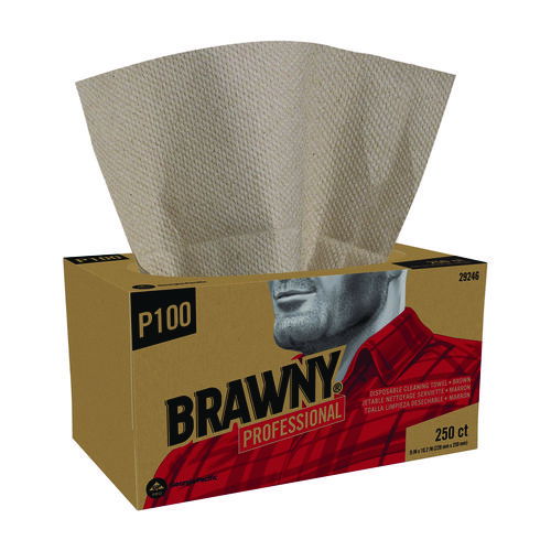 All Purpose Wipers, 1-Ply, 9 x 10.25, Brown, 250 Wipers/Box, 24 Boxes/Carton