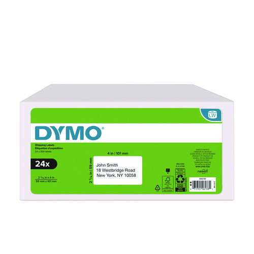 Labels for LabelWriter Label Printer, 2.31" x 4", White, 300 Labels/Roll, 24 Rolls/Pack