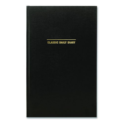 Classic Hardbound Daily Planner, 12.5 x 8, Black/Gold Cover, 12-Month (Jan to Dec): 2025