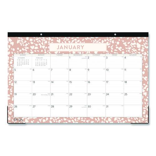 Natalya Desk Pad Calendar, Abstract Artwork, 17 x 11, White/Peach Sheets, Black Headband, 12-Month (Jan to Dec): 2025