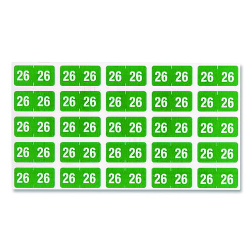 Yearly End Tab File Folder Labels, 0.5 x 1, Green, 25/Sheet, 10 Sheets/Pack