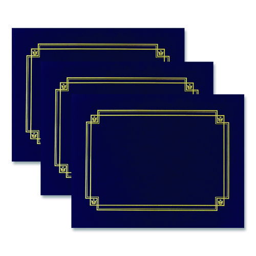 Premium Textured Certificate Holder, 12.65 x 9.75, Navy, 3/Pack