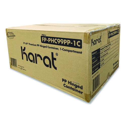Polypropylene Plastic Hinged Container, 9 x 9 x 3, Black/Clear, Plastic, 50/Pack, 3 Packs/Carton