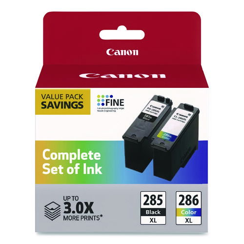 6196C004PK (CL-286XL, PG-285XL) High-Yield Ink, Black/Tri-Color, 2/Pack