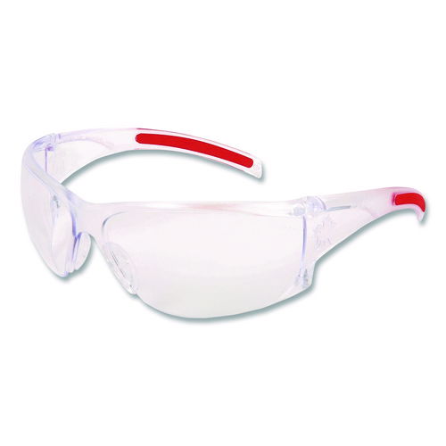 Hulk HK1 Series Safety Glasses, Anti-Fog, Clear/Red Plastic Frame, Clear Plastic Lens
