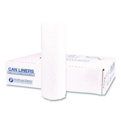 Institutional Low-Density Can Liners, 45 gal, 1.15 mil, 40" x 46", Natural, Interleaved Roll, 20 Bags/Roll, 5 Rolls/Carton