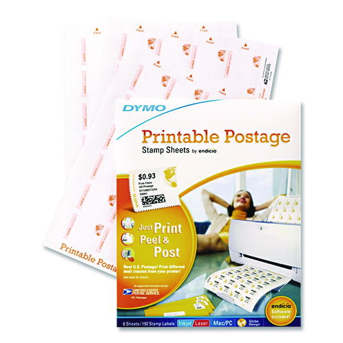 Printable Postage Stamp Sheets, White, 24 Labels/Sheet, 8 Sheets, 192 Labels/Pack