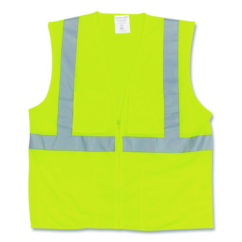 ANSI Class 2 Two-Pocket Zipper Mesh Safety Vest, 2X-Large, Hi-Viz Lime Yellow