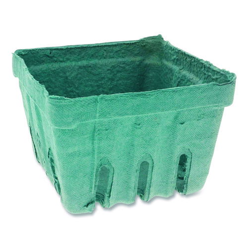 Berigard Molded Fiber Berry Basket, Quart, 5.5 x 5.5 x 3.25, Green, 297/Carton
