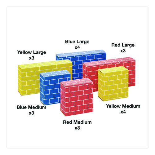 At Play Cardboard Building Block, 32-ECT Corrugated Board, Assorted Sizes and Colors, 20/Pack