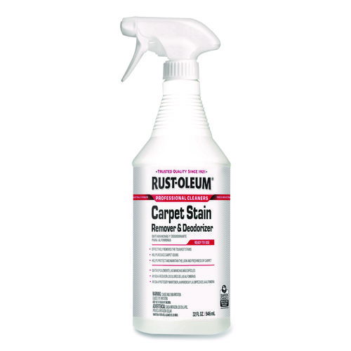 Professional Carpet Stain Remover Plus Deodorizer, Lemon Scent, 32 oz Spray Bottle, 6/Carton