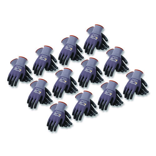 Ultimate Seamless Knit Nylon Gloves, Nitrile MicroFoam Grip: Palm/Fingers, EN388: 4131, X-Large, Gray, 12 Pairs